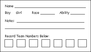Sample Team Formation Card